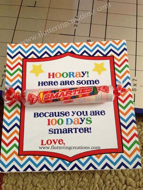 pinterest 100 days smarter card|100 Days Smarter Card Attach Smarties by flutteringcreations.